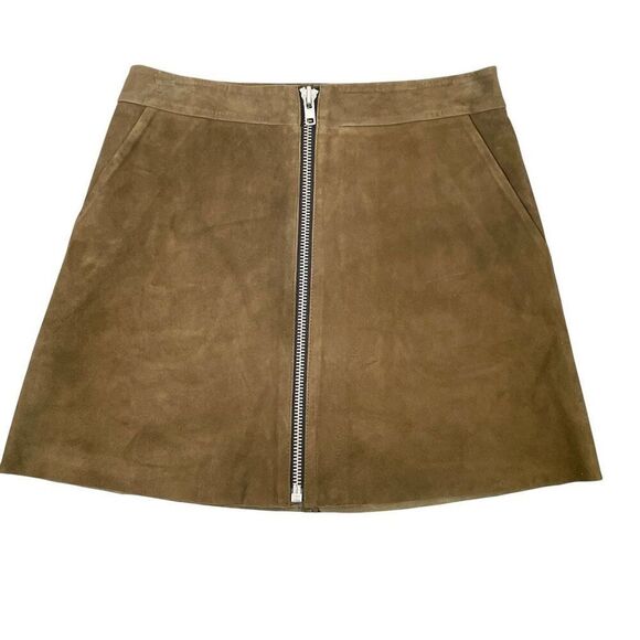 NEW Muubaa Impala Suede front‎ zip Mini Skirt Size  US 6 - Picture 2 of 8